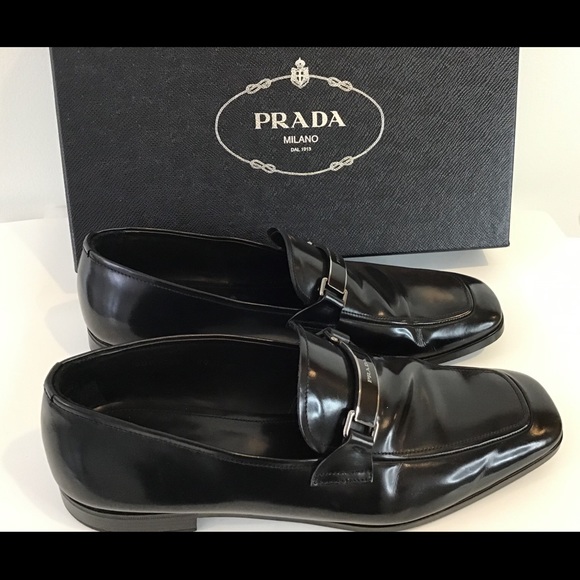PRADA Men’s Spazzalato Leather Loafers w/ Bar Logo - Picture 3 of 5